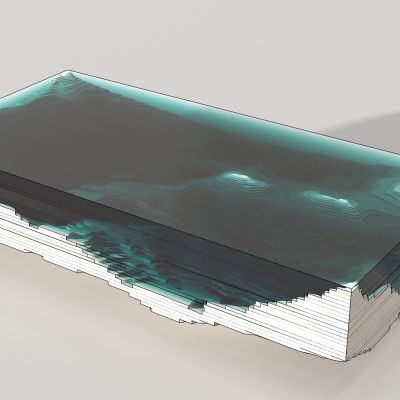 现代民宿木板实木茶几梯田等高线