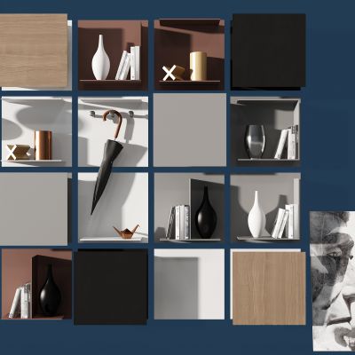 北欧隔板置物架摆件饰品雨伞