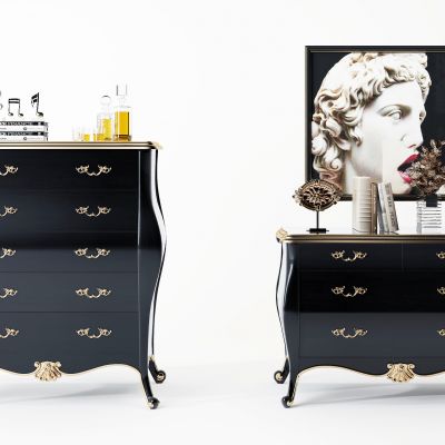 欧式古典雕花边柜