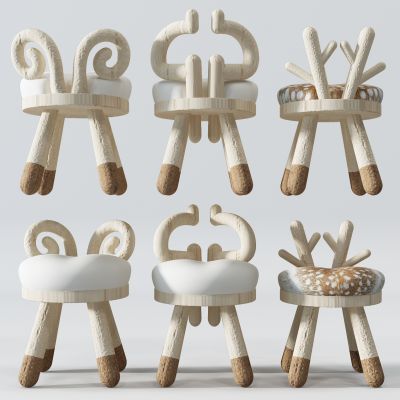现代动物犄角儿童椅子座椅