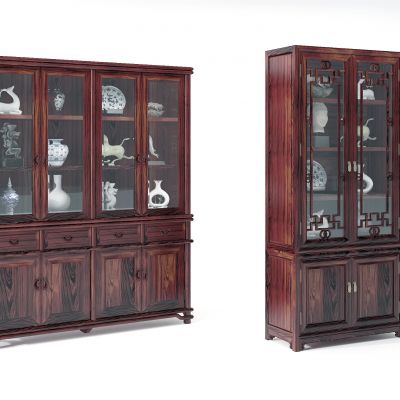 中式古典实木红木书柜