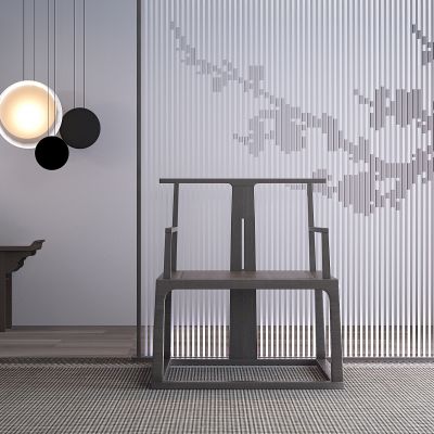 新中式单椅案几组合