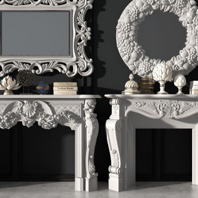 欧式古典雕花壁炉镜框画框装饰镜