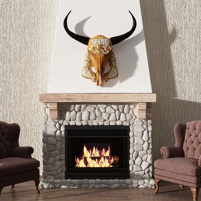 欧式石头壁炉鹿头挂饰
