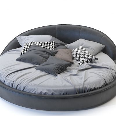 现代皮革圆床3D模型