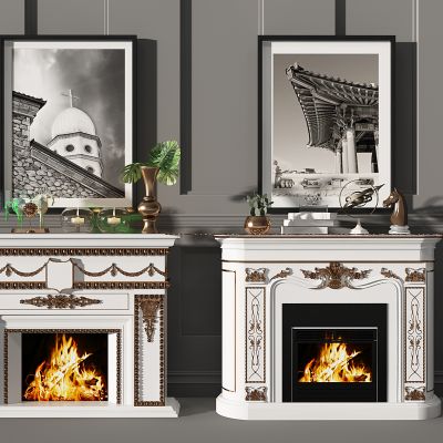 欧式法式雕花壁炉摆件