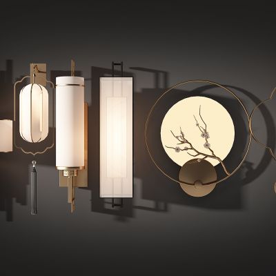 新中式金属梅花枝壁灯组合