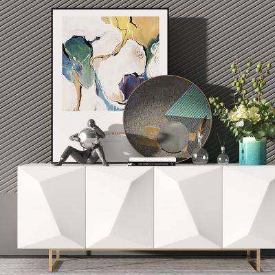 新中式边柜玄关柜装饰柜花瓶人物雕塑