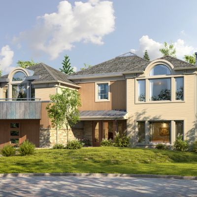 现代海南别墅花丛树景观配景