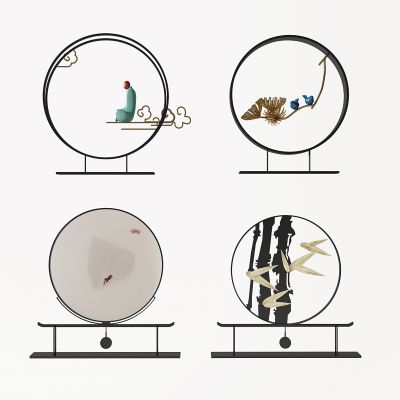 新中式圆形摆件组合