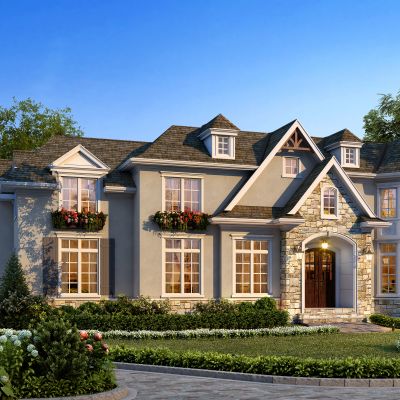 欧式别墅景观植物花丛树丛景观植物