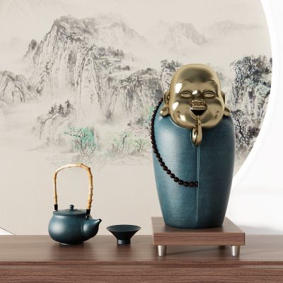 新中式笑面佛茶具组合