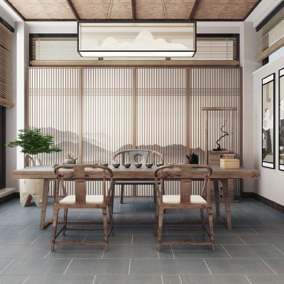 新中式茶室茶桌椅