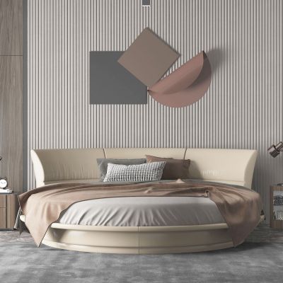 现代布艺圆形床3D模型