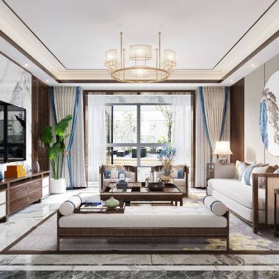 新中式客厅 新中式沙发组合