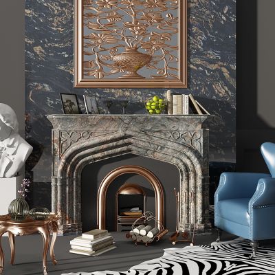 欧式古典法式壁炉人物雕塑浮雕雕花