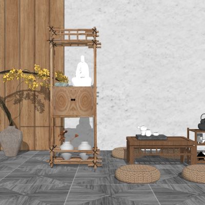 中式茶台茶桌椅 蒲团