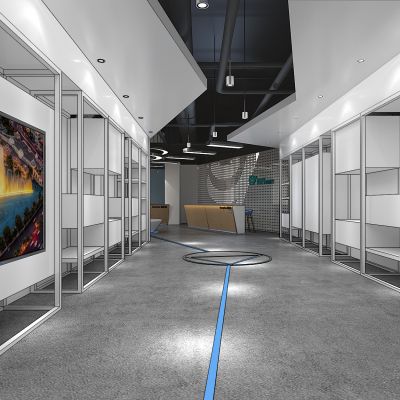 现代网红咖啡厅网咖网吧走廊