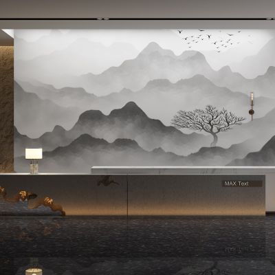 新中式前台接待台