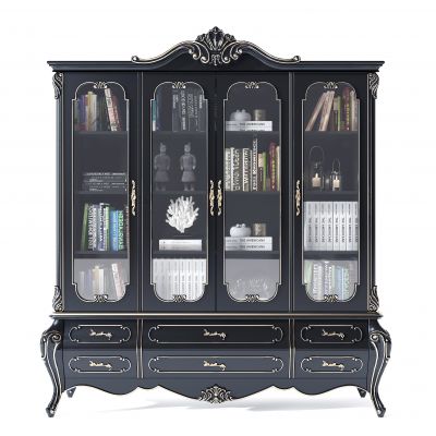 现代法式古典雕花书柜