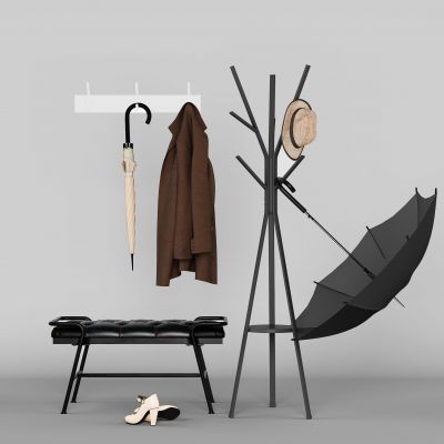 现代换鞋凳挂衣架