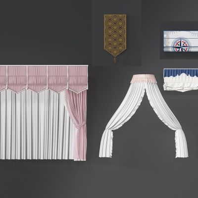 新中式窗帘窗幔组合