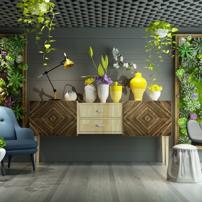 北欧休闲椅边柜