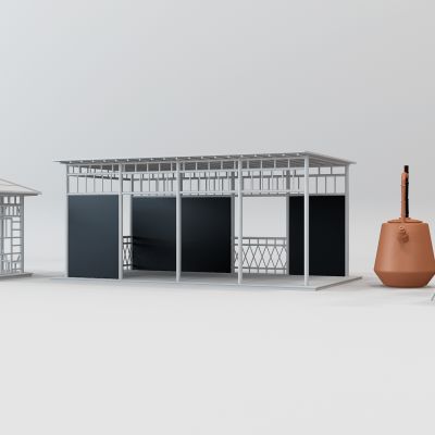 现代农家乐茅草屋木屋