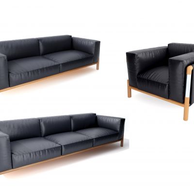 现代办公皮革沙发单人沙发