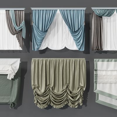 现代布艺窗帘组合