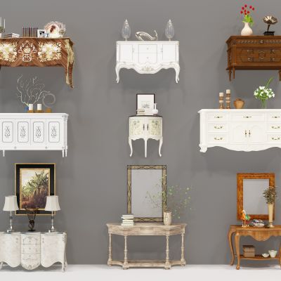 美式餐边柜端景台玄关柜组合