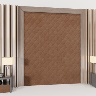 现代皮革软包床头背景