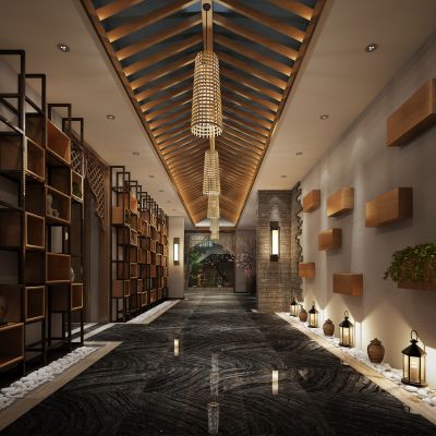 现代spa会所走廊