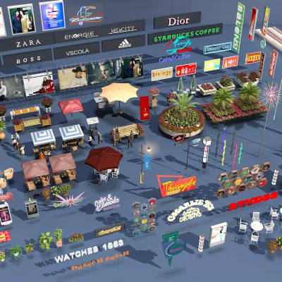 现代户外小品配景