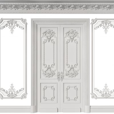 现代雕花石膏线双开门