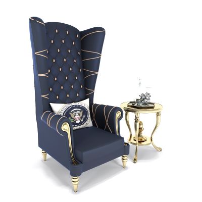 现代布艺高背沙发圆几组合