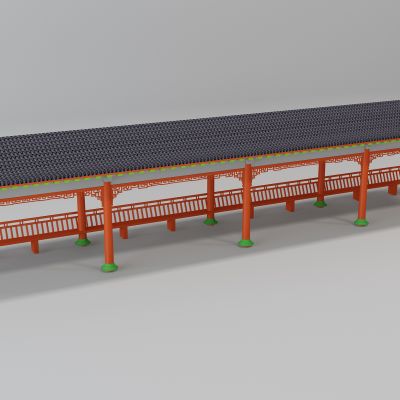 中式古建凉亭长廊