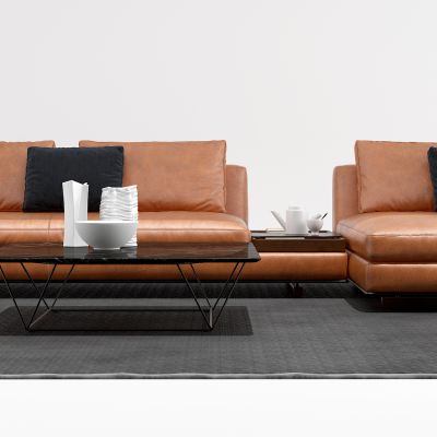 现代皮革转角沙发