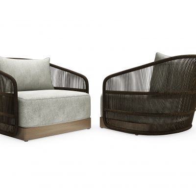 现代藤编单人沙发