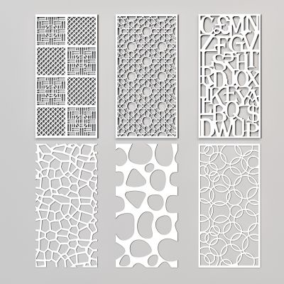 现代雕花隔断花格3D模型