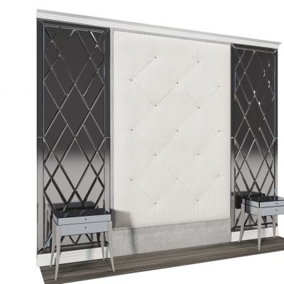 现代皮革软包床头背景