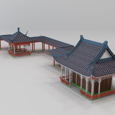 中式古建筑长廊观景台