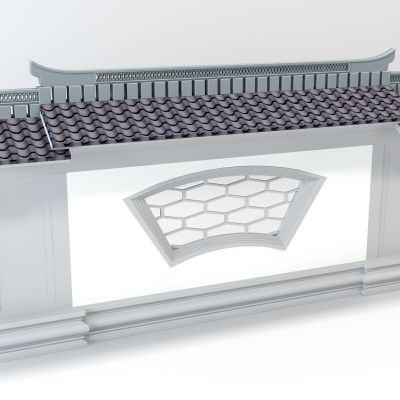 现代古建院墙屋檐