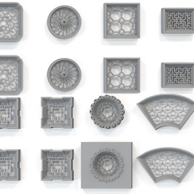 中式庭院院墙花窗景窗