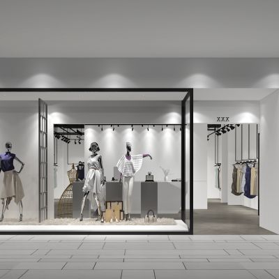 现代女装服装专卖店门头橱窗