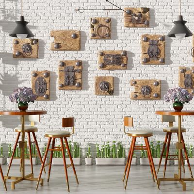 现代吧椅仙人掌植物组合