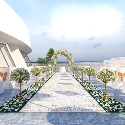 现代室外婚礼现场花门花环花束捧花