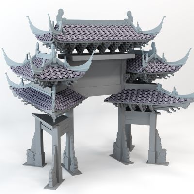 中式牌坊牌楼屋檐古建筑