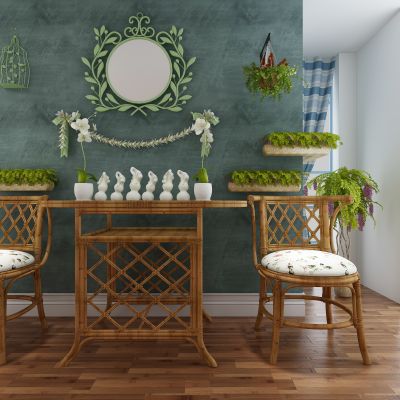 美式乡村田园风格户外藤编家具