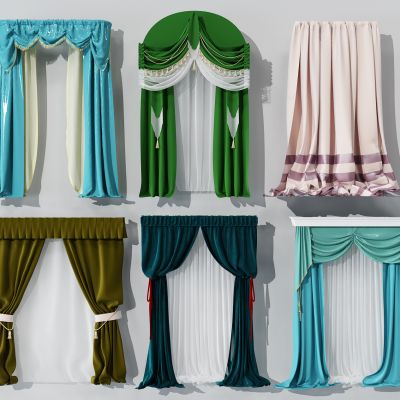 现代布艺窗帘组合